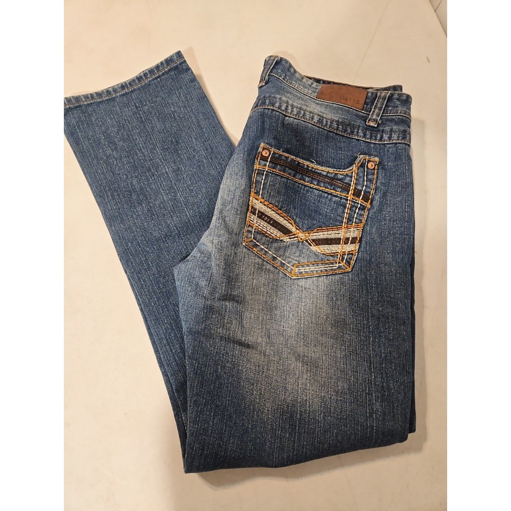 GS115 Mens Jean Size 36x33 G&S Brand Thick Stich Pockets Straight Leg Denim(J34